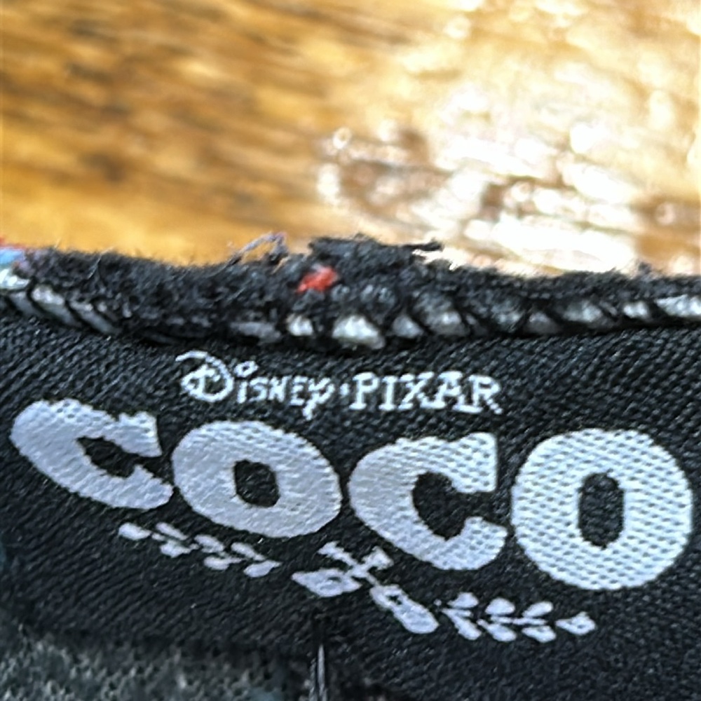 Disney Pixar Coco theme velour pajama pants. Black w/colorful skulls. Size Large - Picture 4 of 10